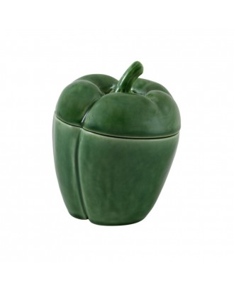 Cutie ceramica cu capac, verde, 14.3 cm, Pepper - BORDALLO PINHEIRO